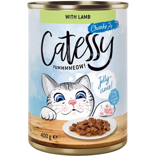  Varčno pakiranje Catessy koščki v omaki ali želeju 24 x 400 g - Z jagnjetino v želeju Cene