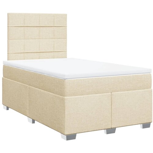 vidaXL Box spring postelja z vzmetnico krem 120x190 cm blago, (21306241) Cene