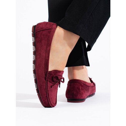 Shelvt Women's suede burgundy loafers Slike