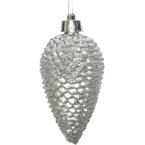 Dekordom Novogodišnji set šišarki za jelku 6pcs 8cm 028571 - Silver - KMG Cene