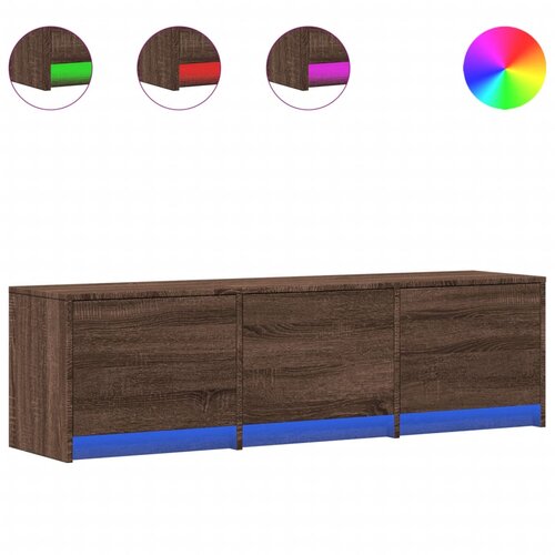 Maison Chic TV omarica - TV stojalo - Televizijska omarica LED rjavi hrast 140x34x40 cm inženirski les, (21701126) Slike