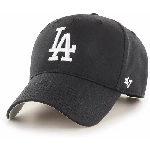 47 Brand Bombažna kapa s šiltom MLB Los Angeles Dodgers črna barva