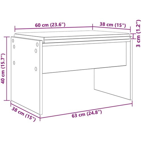  Klupa za hodnik s jastukom Umjetnički hrast 60 x 38 x 46 cm Slike