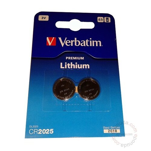 Verbatim litijum baterije cr2025 lithium 3v 2pack 49935 baterija Slike