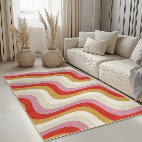 Mila Home Rumena/rožnata pralna preproga 160x230 cm Creamy Raspberry Swirl &amp;ndash; Slike