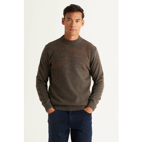 AC&Co / Altınyıldız Classics Men's Milky Brown-Orange Standard Fit Normal Cut Half Turtleneck Wool Knitwear Sweater. Cene