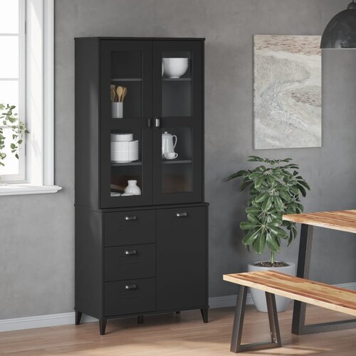  Visoka komoda VIKEN crna 80 x 40 x 190 cm od masivne borovine Slike
