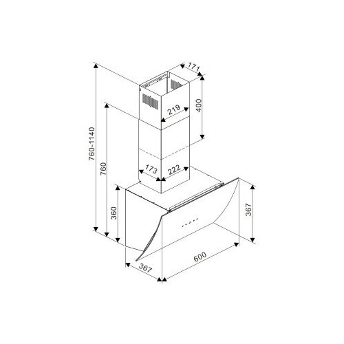 Tesla aspirator DD600ABC wall-mounted/60cm/630m3/h/crna Slike