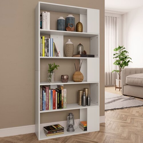 VidaXL Knjižna omara/paravan bela 80x24x159 cm iverna plo&amp;scaron;ča Slike