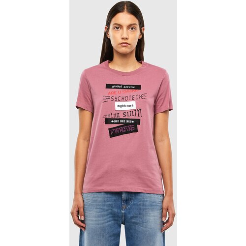 Diesel T-shirt - TSILYV20 pink with inscriptions Slike