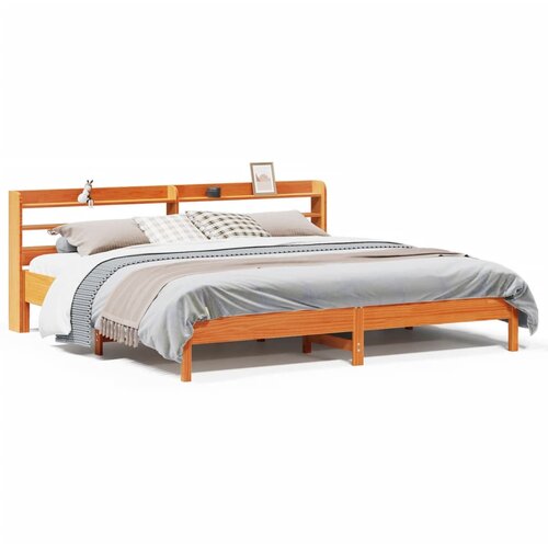 vidaXL Posteljni okvir brez vzmetnice vošč. rjav 180x200 cm borovina Cene