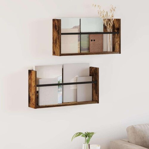  Polica za časopise Zidne 2 pcs Dimljeni hrast 60 x 12 x 30 cm Cijene