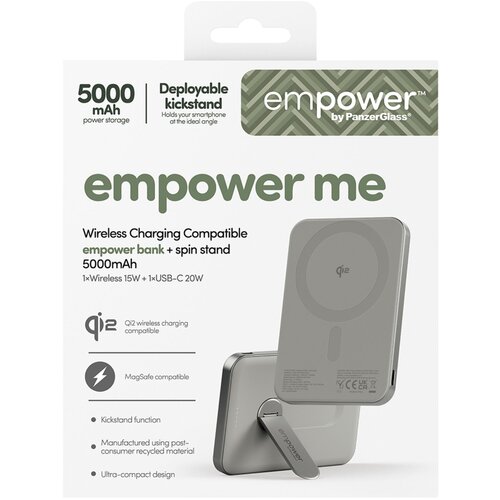PanzerGlass empower Powerbank w. Spin Stand 5000mAh Titanium Slike