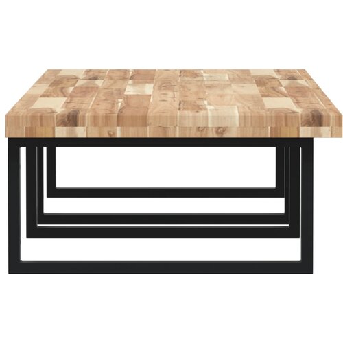  Zidna polica za umivaonik od čelika i masivnog bagremovog drva Smeđa 120 x 60 x 4 cm Slike