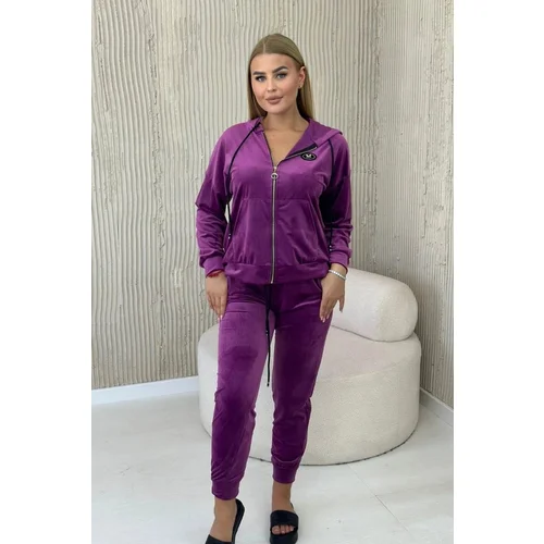 Kesi Velour set sweatshirt + trousers dark purple