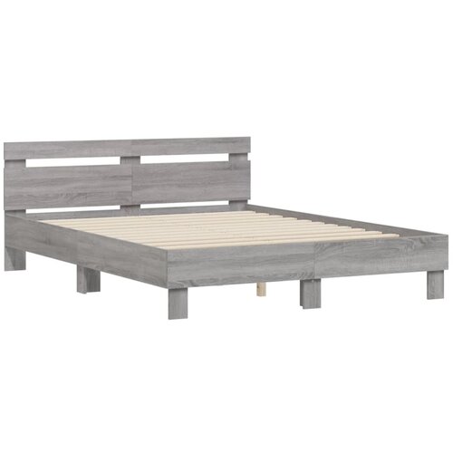 VidaXL Posteljni okvir z vzglavjem siva sonoma 140x190 cm inž. les, (20978711) Slike