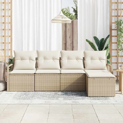  Set sofe 5 kom. Bež i krema poliratan 230 x 117 x 85 cm Slike