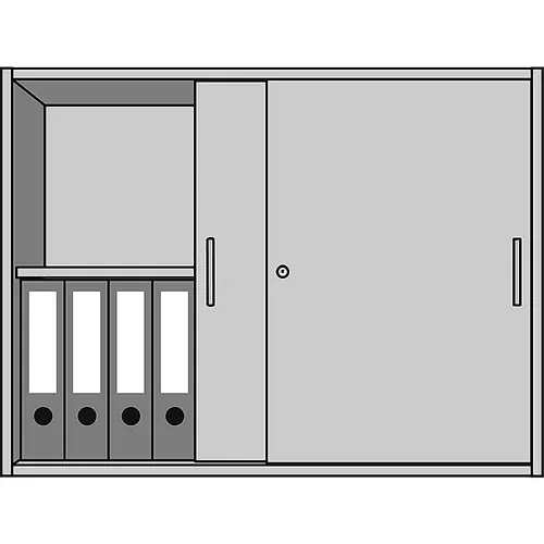 eurokraft pro STATUS - Zgornja omarica, 1 polica, drsna vrata, aluminijasto srebrna / imitacija bukve