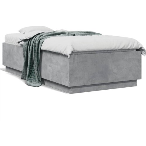  The Living Store Posteljni okvir z LED lučkami betonsko siv 75x190 cm inž. les - Posteljni Okvir, (21445686) Slike