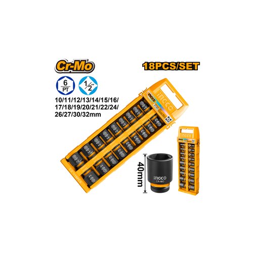Ingco set udarnih nasadnih ključeva 1/2&amp;Prime; 18/1 HKISSD12186 Slike