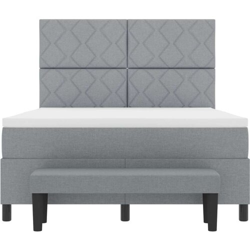 Box spring krevet s madracem i klupom svijetlosivi 140x200 cm tkanina Slike