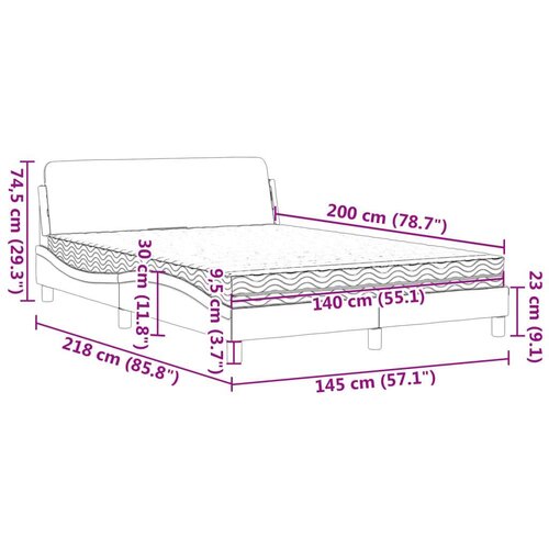 VidaXL Krevet s madracem crno-bijeli 140 x 200 cm od umjetne kože Slike