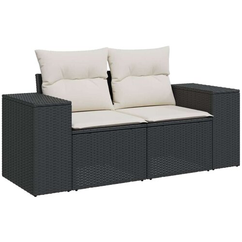  9-dijelni set vrtnih sofa s jastucima crni od poliratana Slike