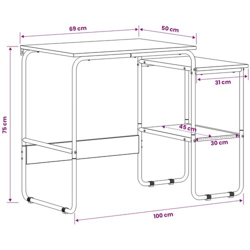  Stol s pohranom Siva Sonoma 100 x 50 x 75 cm Slike