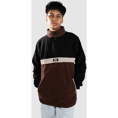 Blue Tomato 1/4 Placket Half-Zip Pulover iz flisa black / gray / choc Cene