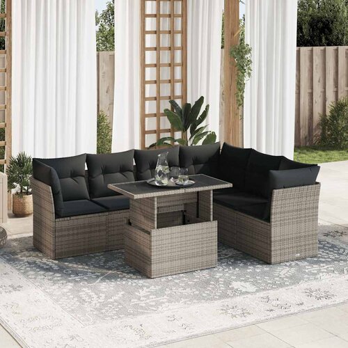 vidaXL 7-dijelni set vrtnih sofa sivi od poliratana Cijene