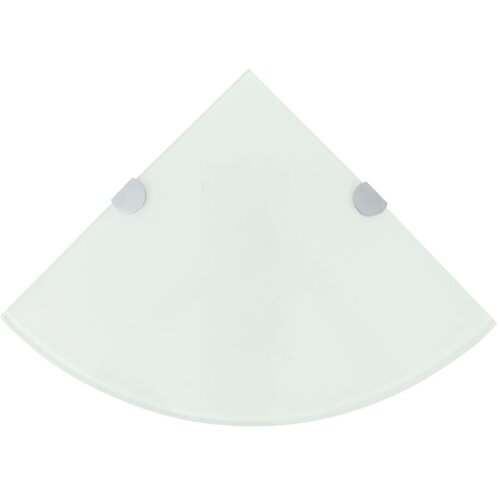 vidaXL Kotna Polica s Kromirano Podporo Steklo Bela 35x35 cm Cene