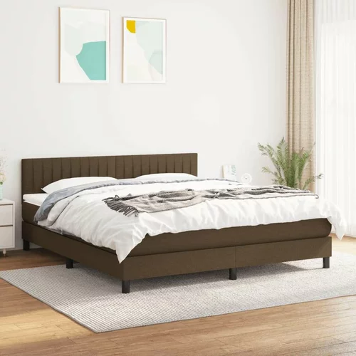  Box spring postelja z vzmetnico temno rjava 160x200 cm blago, (20893258)