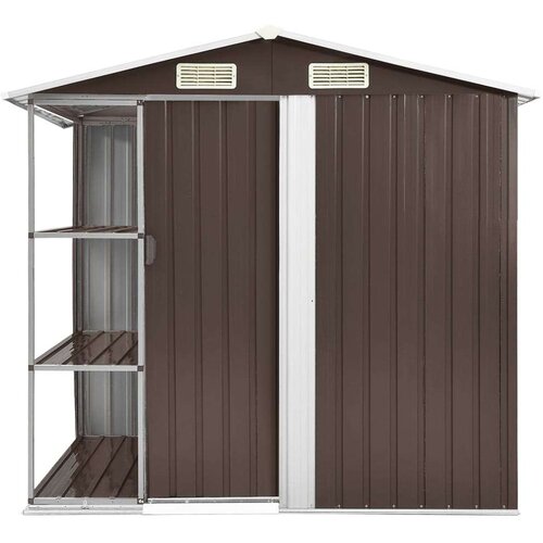 VidaXL Vrtna kućica sa stalkom smeđa 205 x 130 x 183 cm željezna Slike