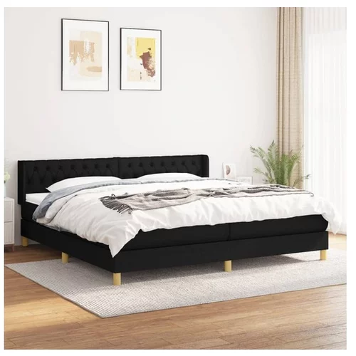  Box spring postelja z vzmetnico črn 200x200 cm blago