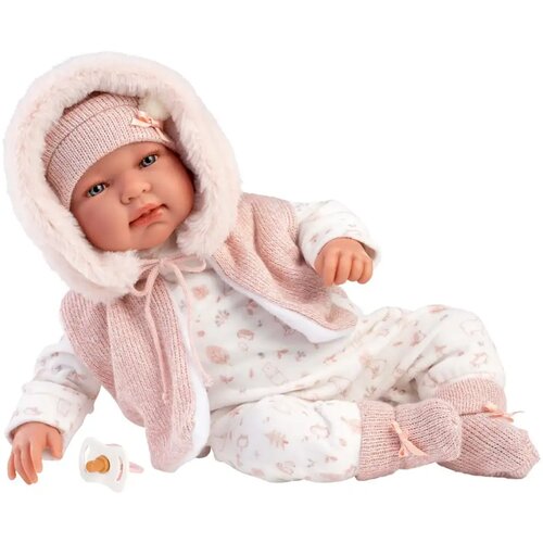 Llorens Llorens: Tina 44 cm novorojenček v roza jopiču s kapuco Cene