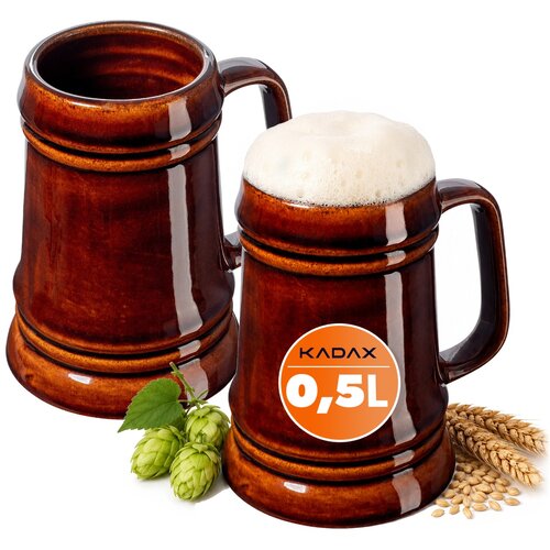 KADAX vrček za pivo 500ml 0,5l keramični vrčki z ročajem, komplet 2 kosov, darilo, (5000351639) Cene