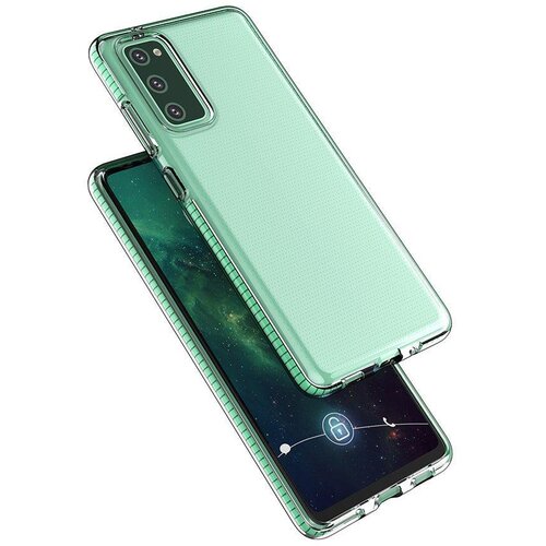 Spring Case prozoren za&amp;scaron;čitni gel ovitek z barvnim robom za Samsung Galaxy A12 / Galaxy M12 mint Slike