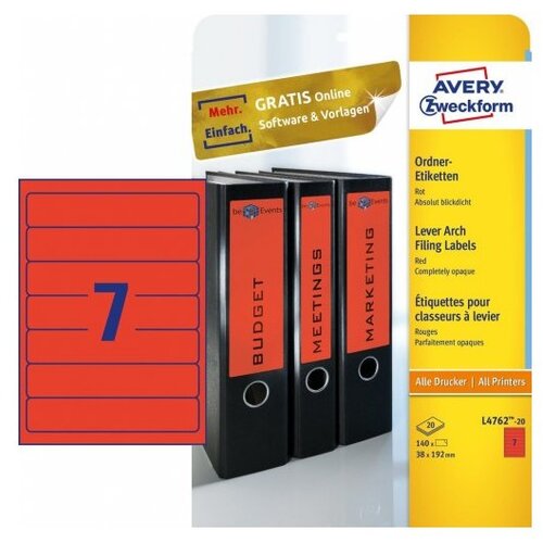 Avery Zweckform Etikete za ozke registratorje 192 x 38 mm Slike