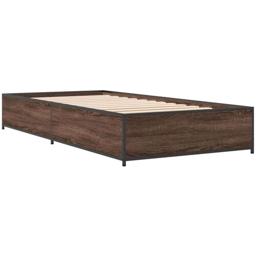 VidaXL Okvir za krevet smeđi hrast 90x190 cm konstruirano drvo i metal Slike