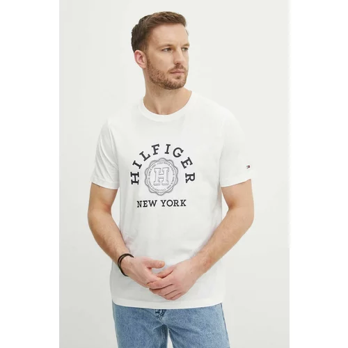 Tommy Hilfiger Pamučna majica za muškarce, boja: bijela, s tiskom, MW0MW34437