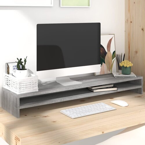 VidaXL Stalak za monitor boja sivog hrasta 100 x 24 x 13 cm drveni Slike