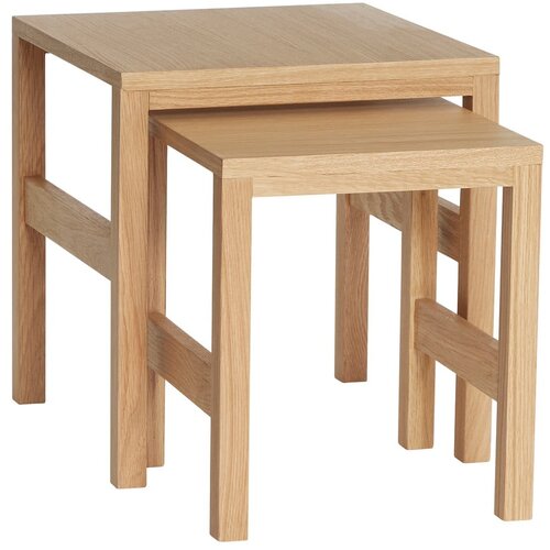 Hübsch Stranske mizice v kompletu 2 ks v hrastovem dekorju 40x40 cm Puzzle – Cene