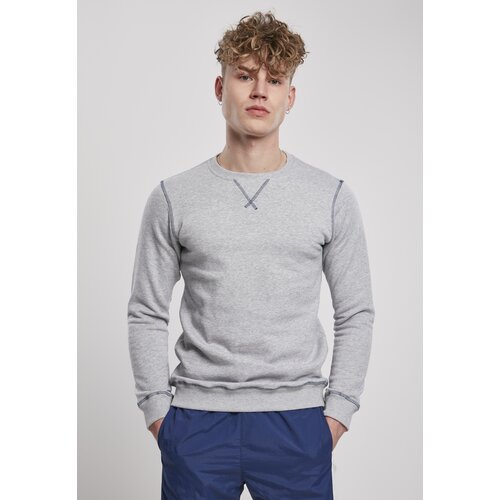 Urban Classics Organic Contrast Flatlock Stitched Crew Grey/Dark Blue Slike