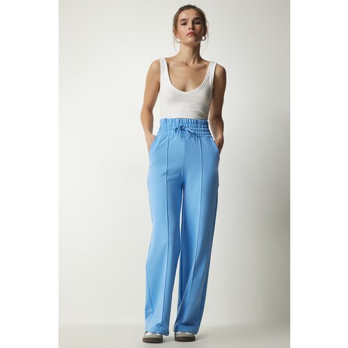 Happiness İstanbul Women's Sky Blue Basic Knitted Sweatpants with Pocket Slike