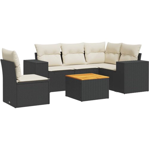 vidaXL 6-dijelni set vrtnih sofa s jastucima crni od poliratana Cijene