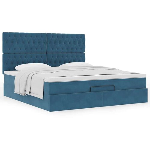 VidaXL otomanski okvir kreveta s madracima plavi 180x200cm bar&amp;scaron;unasti Slike