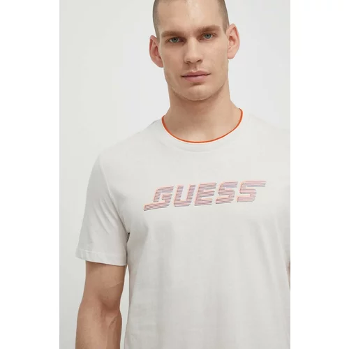Guess Bombažna kratka majica EGBERT moška, bež barva, Z4GI11 I3Z14