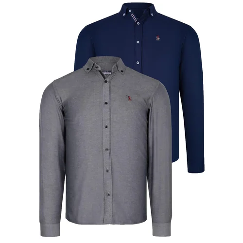 Dewberry DUAL SET G674 MENS SHIRTS-NAVY BLUE-SMOKED