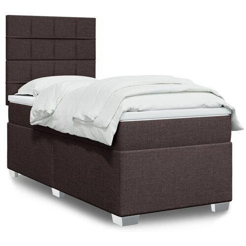 VidaXL Krevet s oprugama i madracem tamnosmeđi 90 x 190 cm od tkanine Slike
