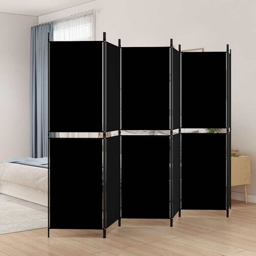 Sobna pregrada s 6 panela crna 300 x 180 cm od tkanine Cijene